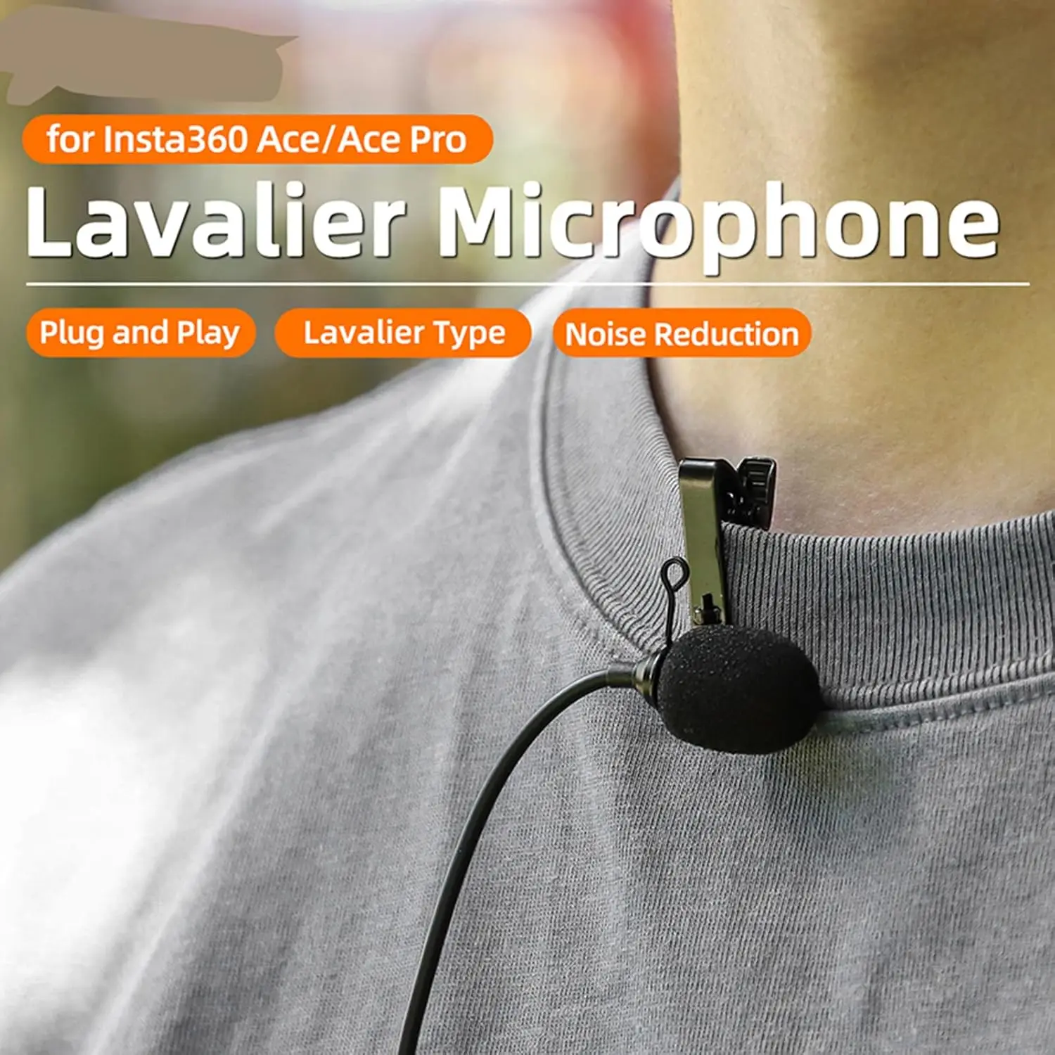 

Sunnylife For Insta360 Ace Pro 2/Ace/Ace Pro Sports Camera Lavalier Microphone Noise-isolating And Sensitive Microphone Convenie