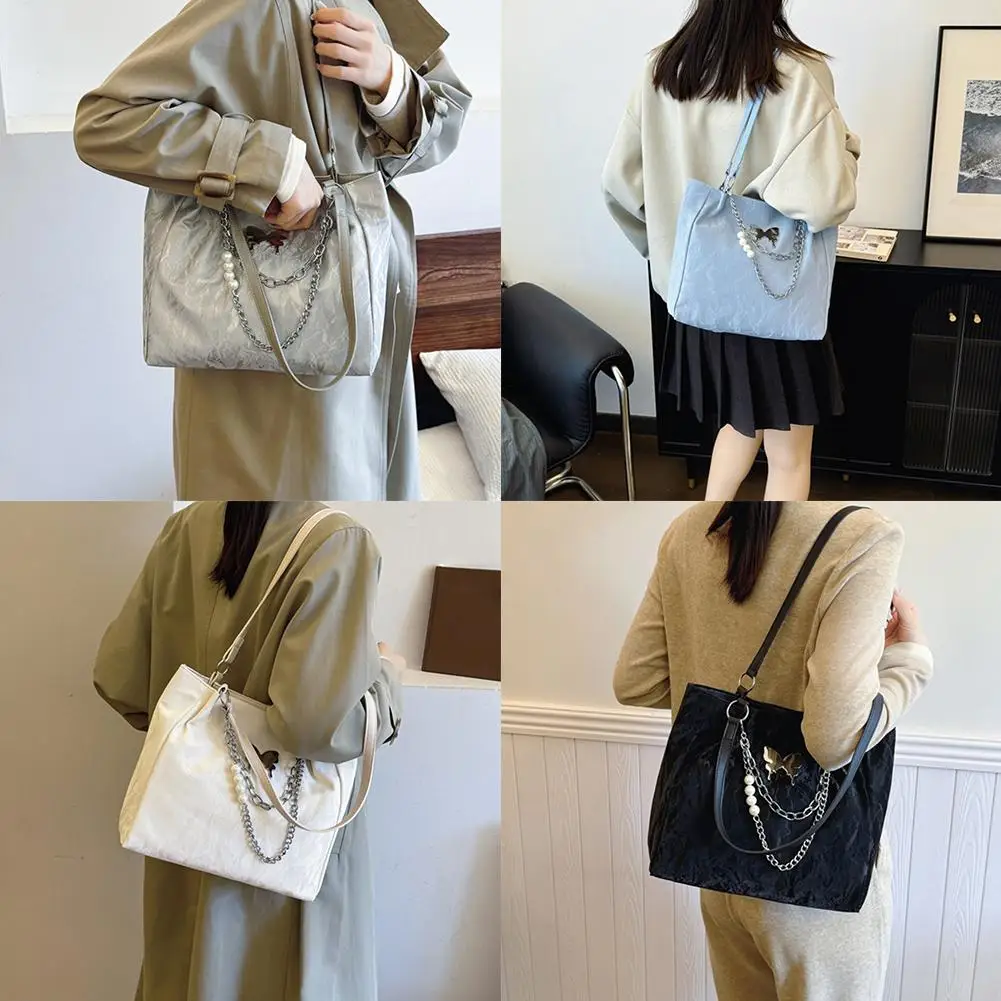 Commuter Bag Women's Large-capacity New Summer Silver Volume Lady Women's Bag High Bag Tote Bag Student Shoulder Tote Colle P7W0