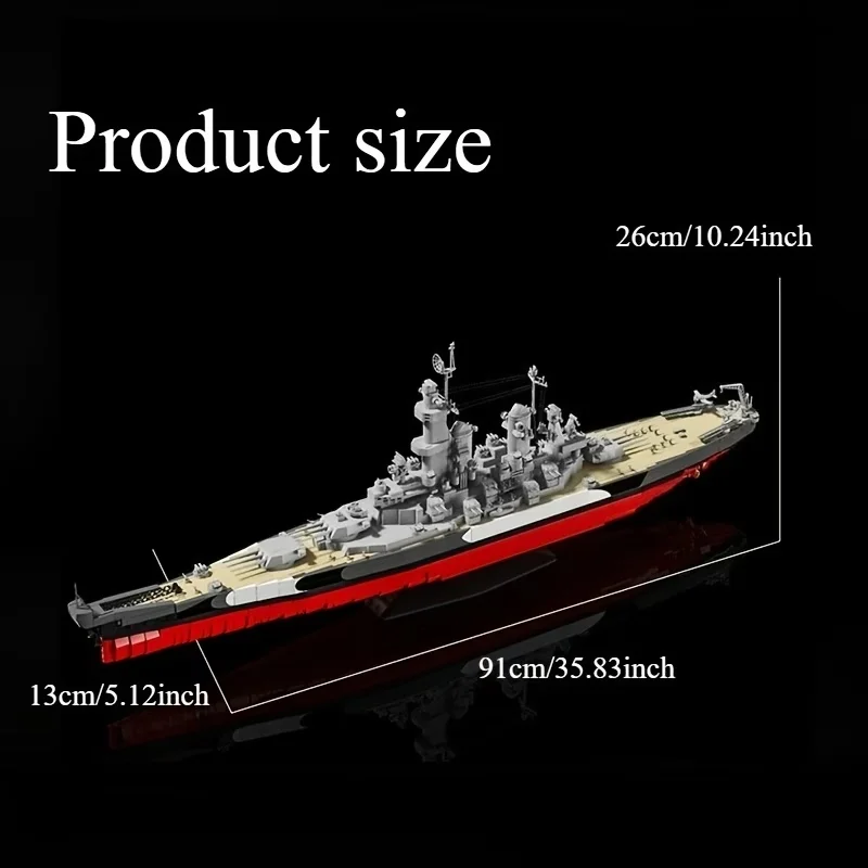 Large Scale Battleship Building Bricks Set, DIY Naval Warship Model Kit, Educational Assembly Toy for Home Decor，Collection Gift
