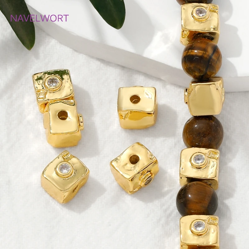 18K vergoldetes Quadrat mit Zirkon-Abstandsperlen für die Armbandherstellung, Perlentrenner, DIY-Schmuckherstellung, Zubehör für Schmuck – Detail 30