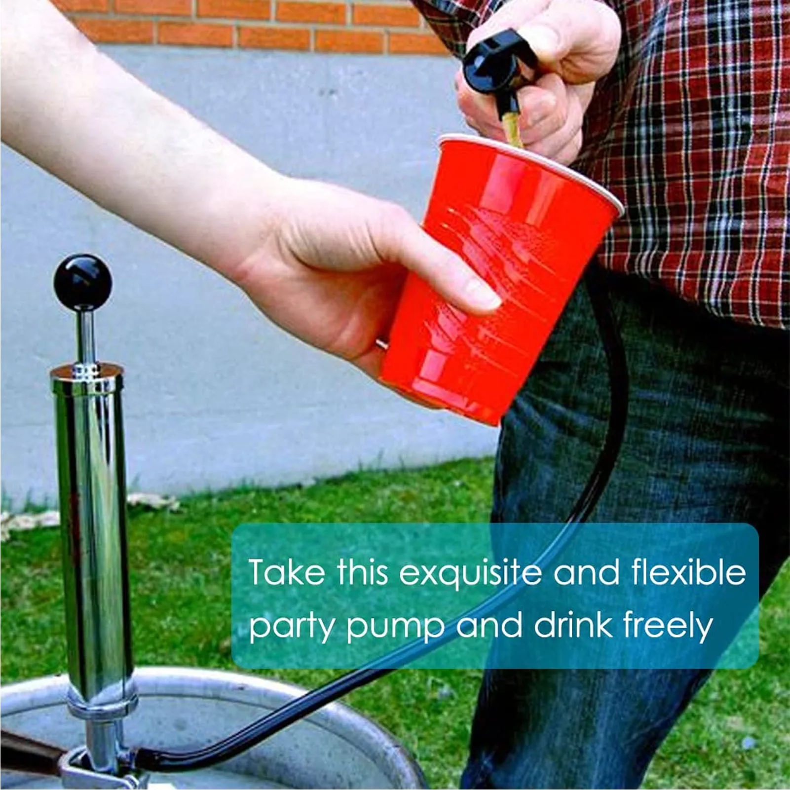 

Beer Keg Tap Pump 4in D System Chrome Iron Easy Tight Sealing Keg Tap with Faucet Hose for Party Picnic Events Beer Pump