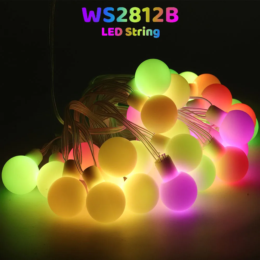 DC5V WS2812B Dream Colorful RGB LED Round Ball String Lights Christmas Party Birthday Decoration Addressable Individually IP67