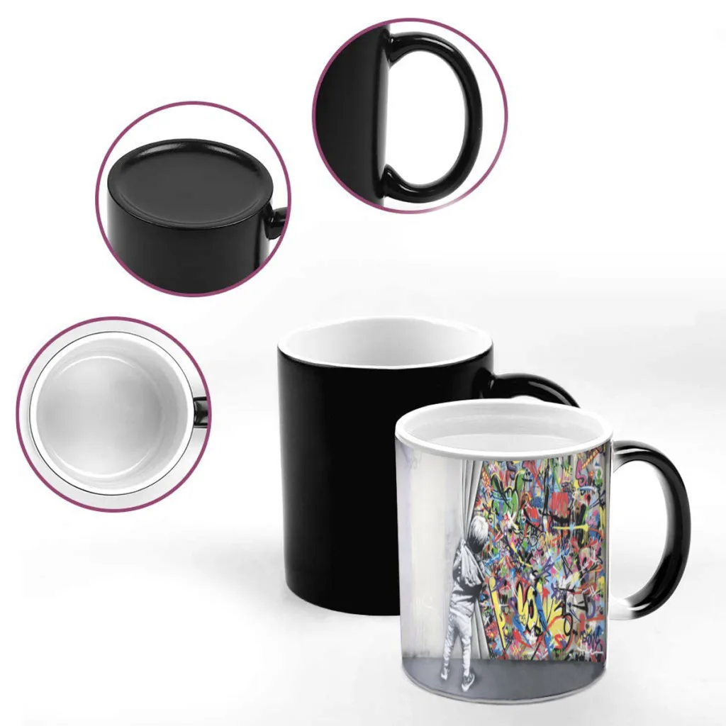 Graffiti-Art-Paintings-on-the-Wall-One Piece Coffee Mugs And Mug Creative Color Change Tea Cup Ceramic Milk Cups Novelty Gifts