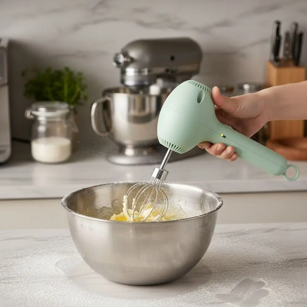 Wireless Electric Egg Beater Set with Lantern Replacement Head Effort-saving Cream Whisk Adjustable Speed USB Charging