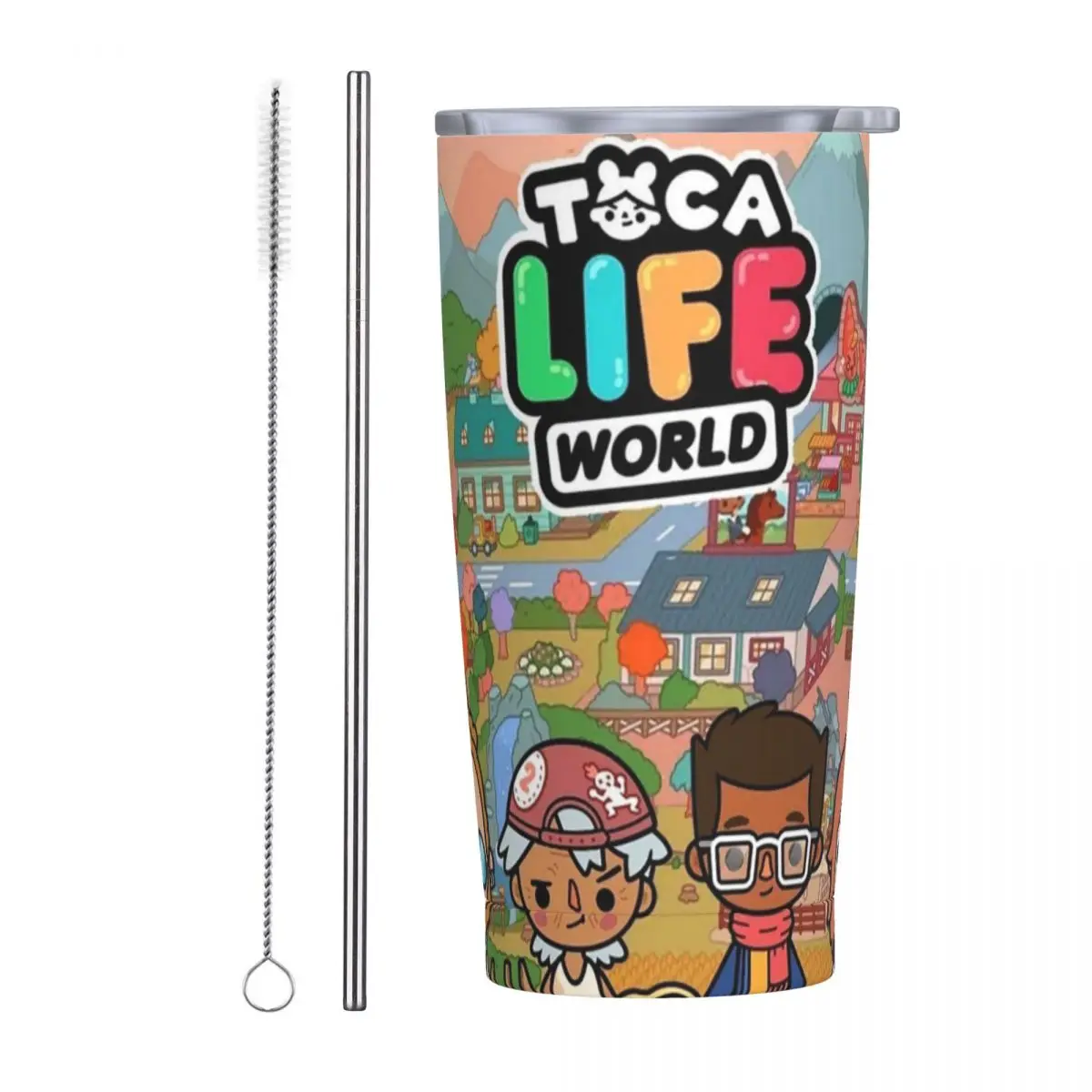 Toca Life Box Toca Boca Cute Game Stainless Steel Tumbler Vacuum Insulated Mug Thermal Cold Bottle Straws With Lid 20oz