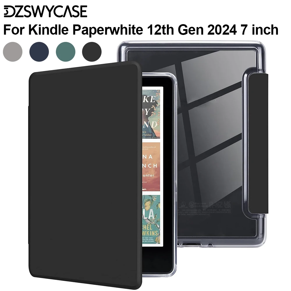 

Case for Kindle Paperwhite 12th Gen 2024 7 inch SA568B/SA569P , Lightweight PU Leather and PC Clear Acrylic Back Cover
