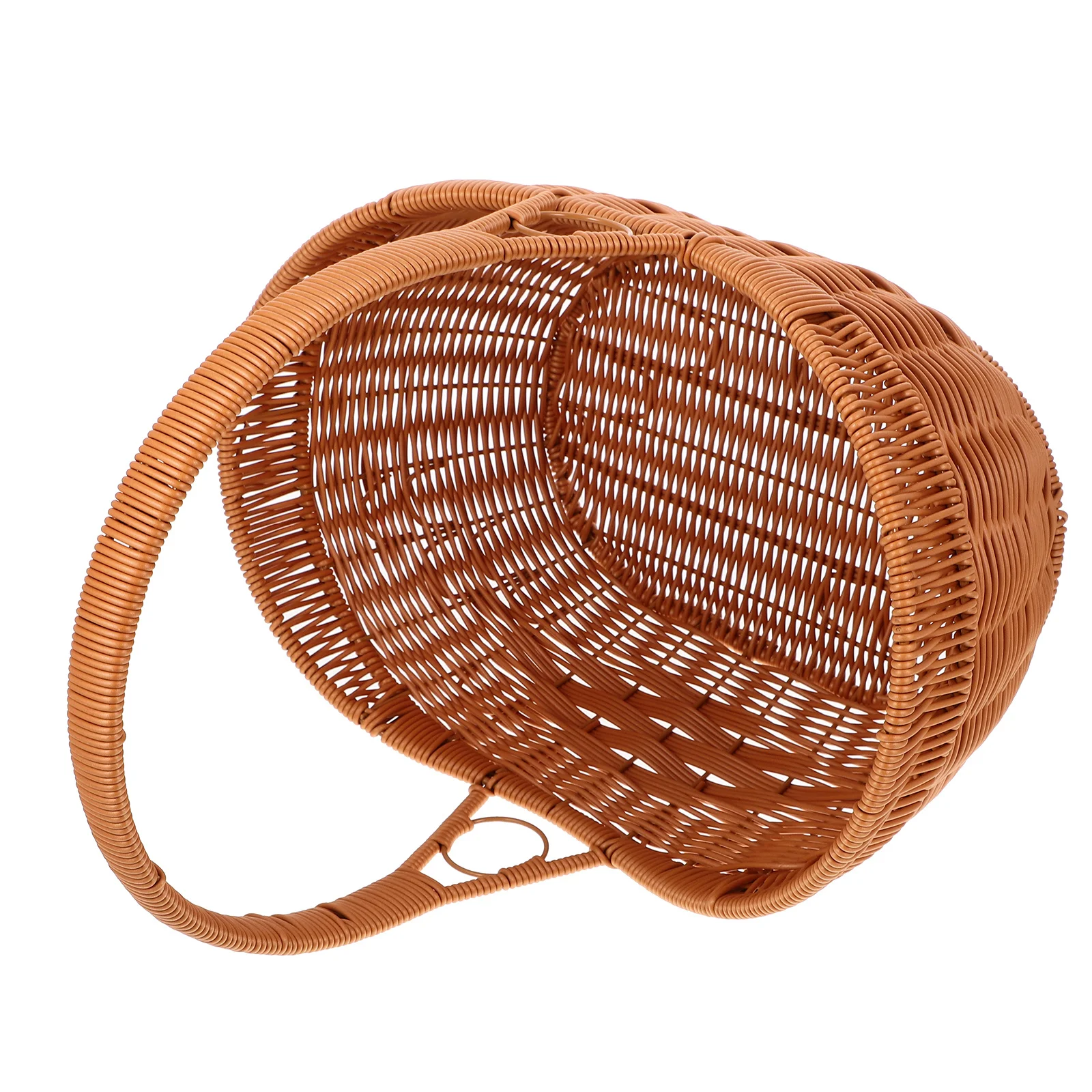 1 قطعة تصميم سبيكة الذهب تقليد الروطان سلة النزهة سلة التخزين المنسوجة للتخييم في الهواء الطلق السفر حفلة الفاكهة الخضار