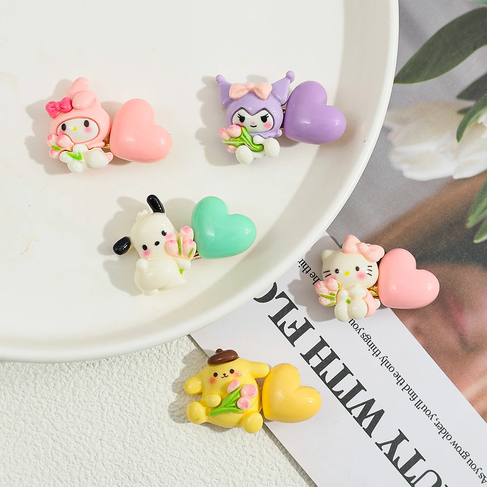 مشابك شعر من سلسلة سانريو، مشابك حافة، إكسسوارات شعر رائعة على طراز Ins، دبابيس شعر مزخرفة، أغطية رأس يومية لطيفة للفتيات