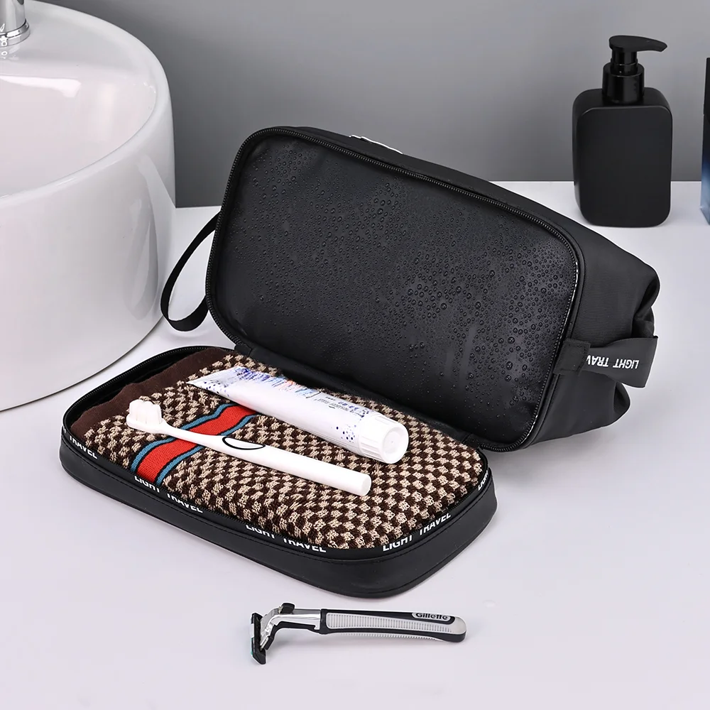 Double wet and dry separation wash bag senior sense waterproof travel storage portable men\'s cosmetic bag