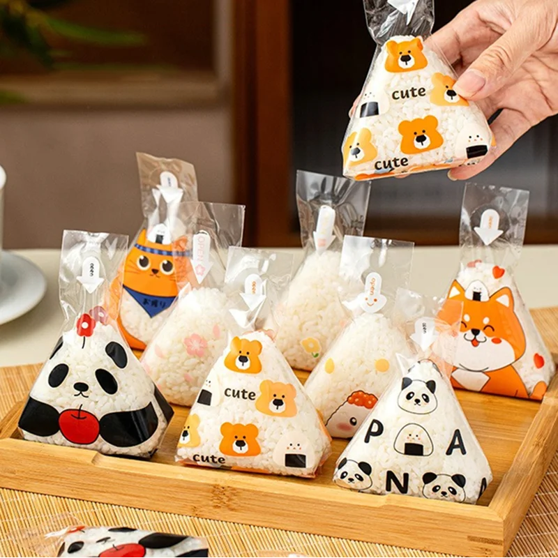 Cartoon Triangle Rice Ball Packing Bag Sushi Bento Disposable Packing Bags Seaweed Onigiri Sushi Making Mold Bento Accessories