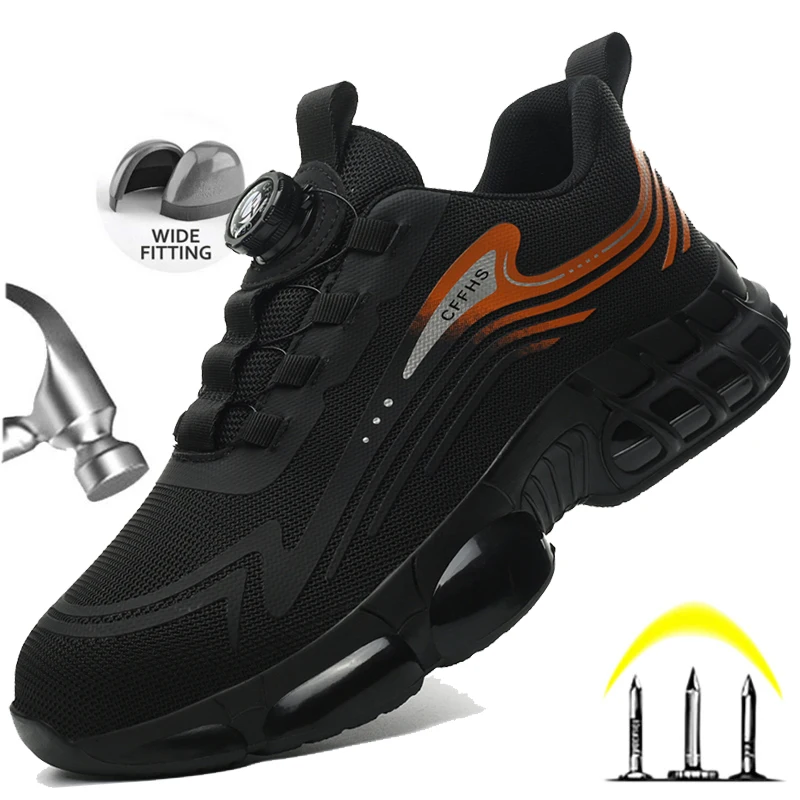 

Safety Shoes Men’s Steel Toe Shock Absorbing Ultra Lightweight Work Hiking Trainer Comfortable Construction, Factory Work Shoes