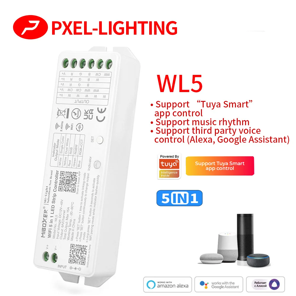 

Milight WL5 WIFI LED Controller For RGB RGBW CCT Single color led strip light tape Amazon Alexa Voice phone App Remote Control