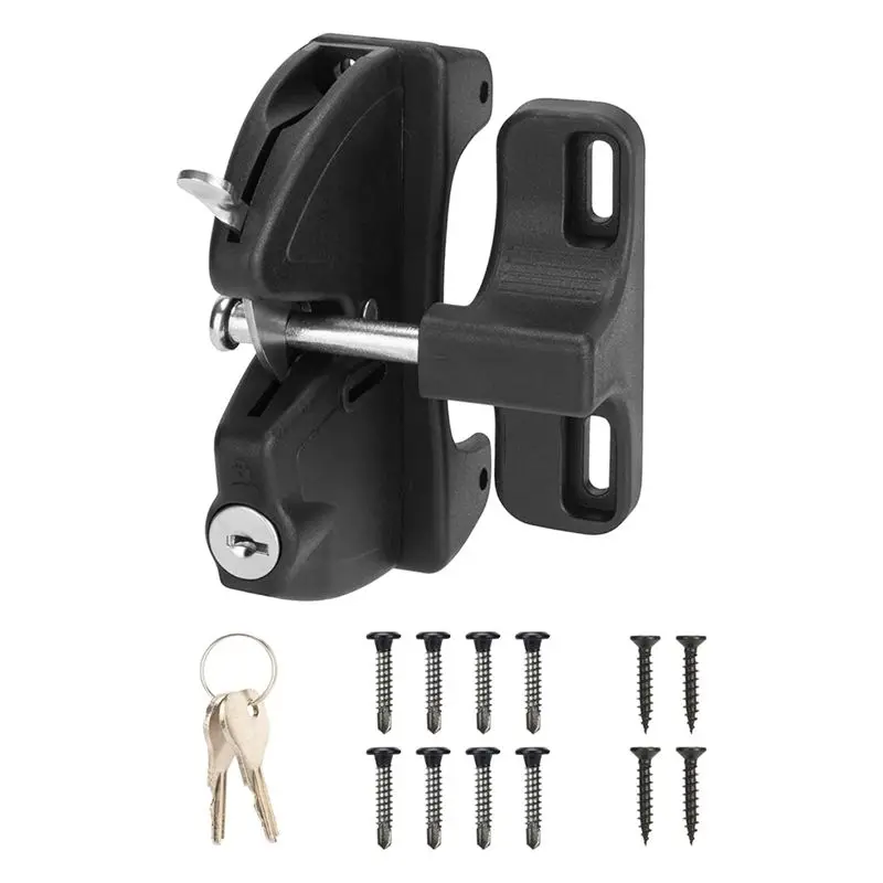 AEA9-Key Lockable 2 Sided Gate Latch Key,Self Locking Gate Latch Gate Fence Lock For Outdoor Gates,Locking Gate Door Lock