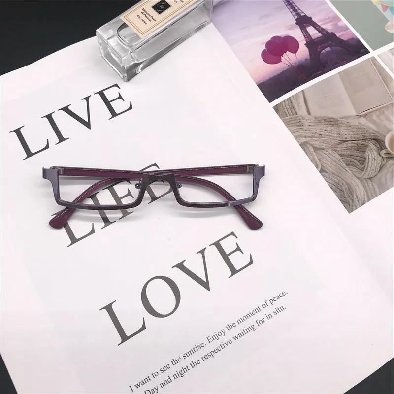 Anime COS Japanese style soft girl  Elliptical Half-Rim Glasses Metal  Selfie Secondary Element Lower Semi-Rimless Glasses Frame