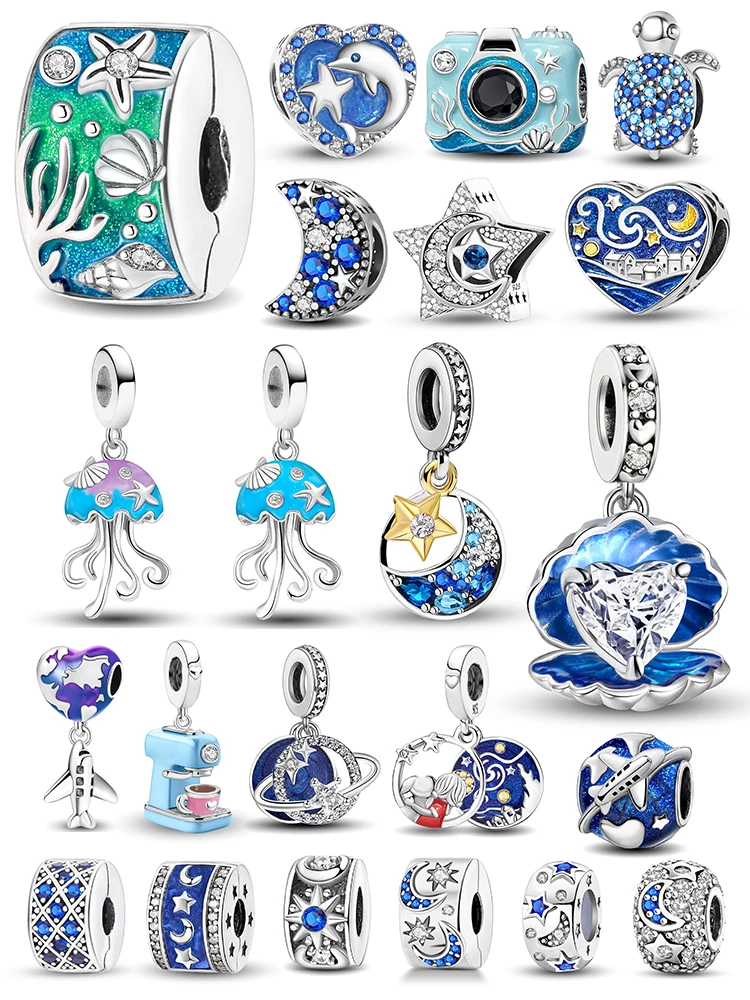 Charms aus 925er Silber mit niedlicher Kamera-Delfin-Ozean-Serie, Perle für DIY-Herstellung von Armbändern, Halsketten, Geschenken, hochwertige modische Perlen