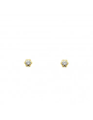 Earrings Bebe gold 9k chaton flower zirconia