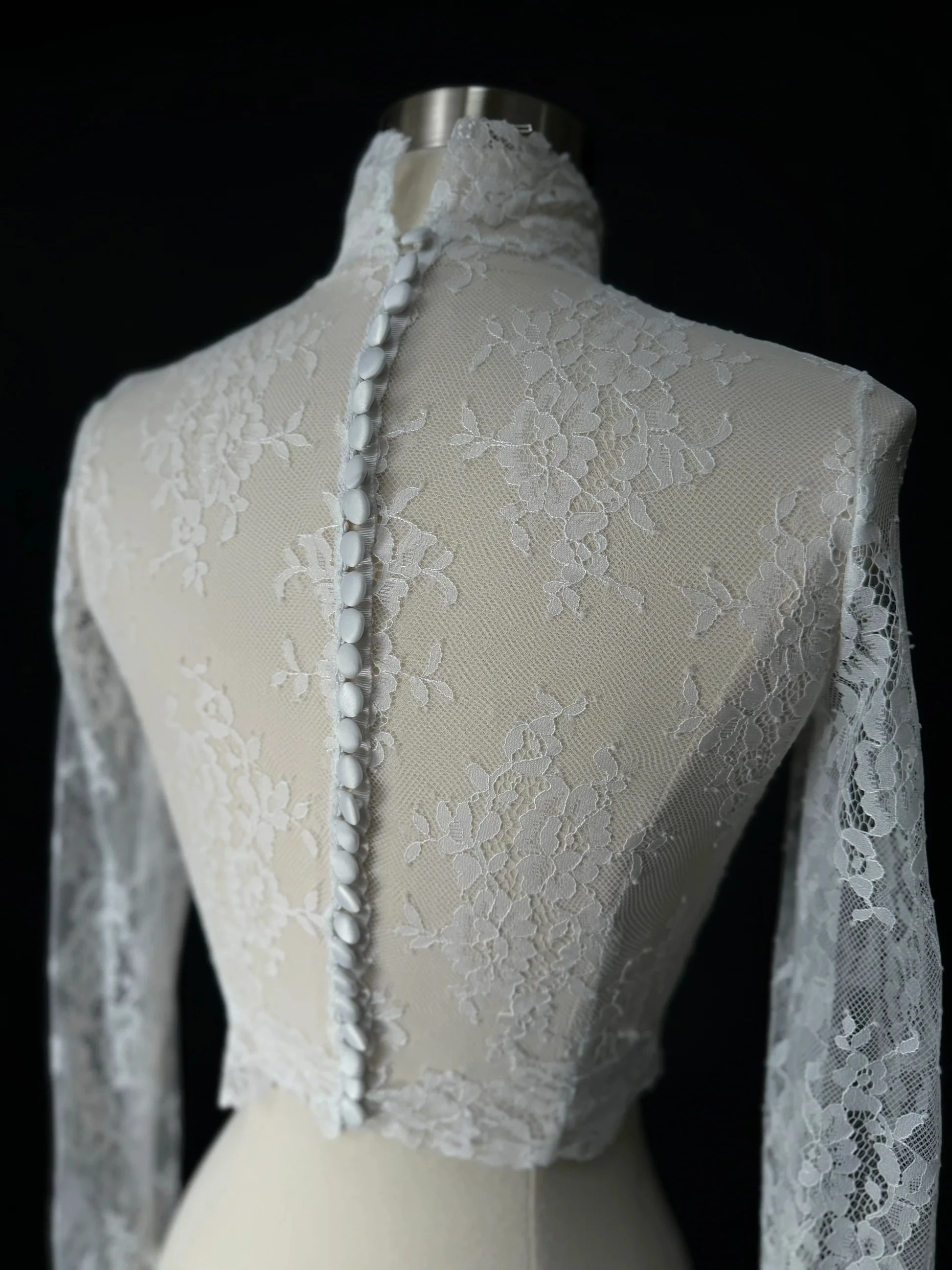 Lace Wedding Boleros Long Sleeves Bride Jacket High Neckline Formal Party Bridal Shrugs Women Capes Wraps Accessory image 3