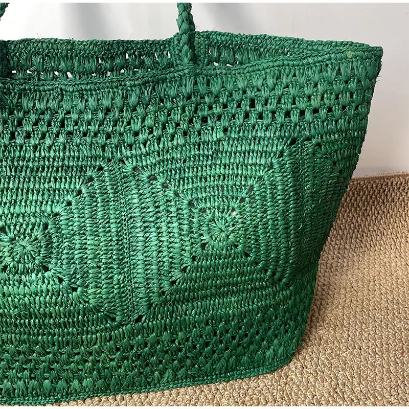 Japanese Hollow Out Floral Straw Woven Tote Bag,Women Casual Versatile Shoulder Bag,Summer Beach Vacation Top Handle Handbag