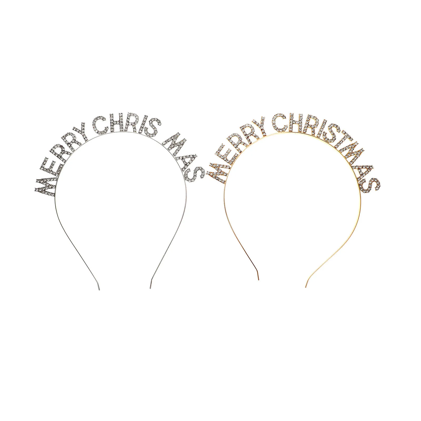 

2Pcs Rhinestone Letter Hairbands Delicate Xmas Headbands Decorative Party Hair Hoops Elegant Christmas Accessories