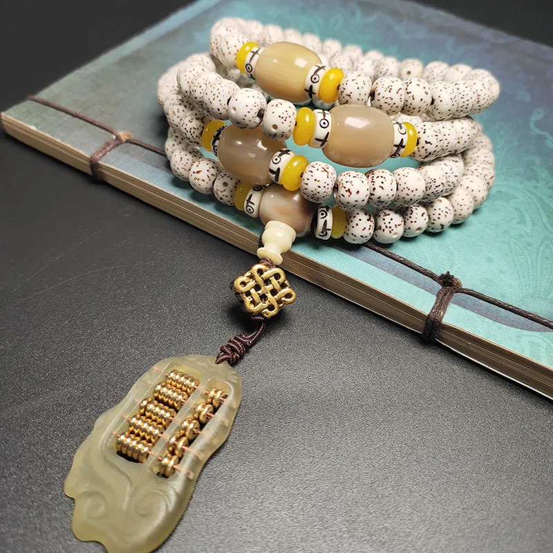 Natural Xingyue Bodhi 108 Beads Buddhist Bracelet with Red Agate Peace Buckle for Men and Women Gifts
