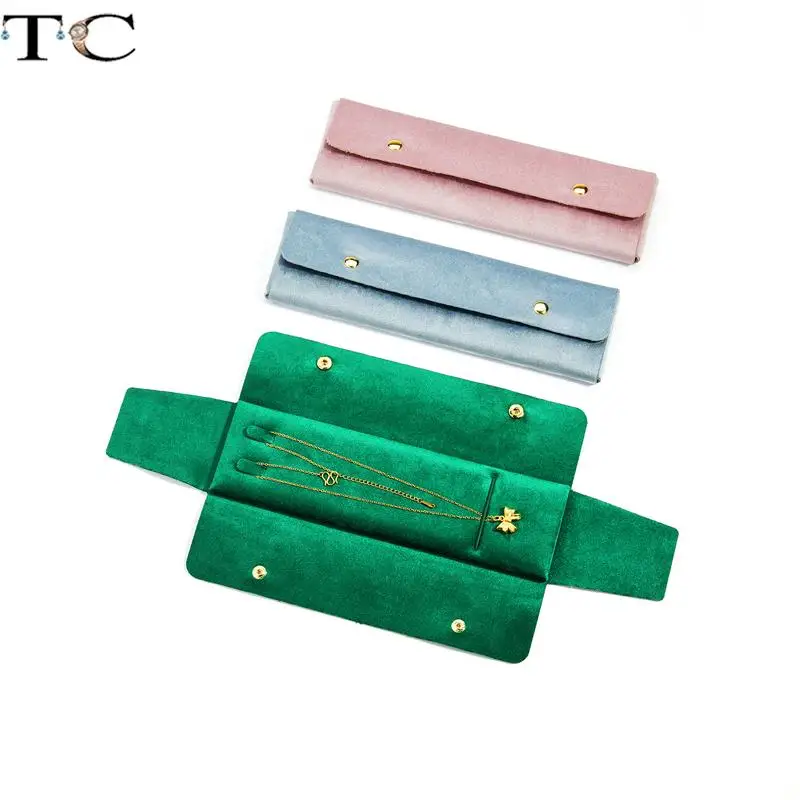 

Portable Folding Necklace Pouch with Snap Closure for Travel Jewelry Storage Pouch for Necklaces Available in 6 Colors
