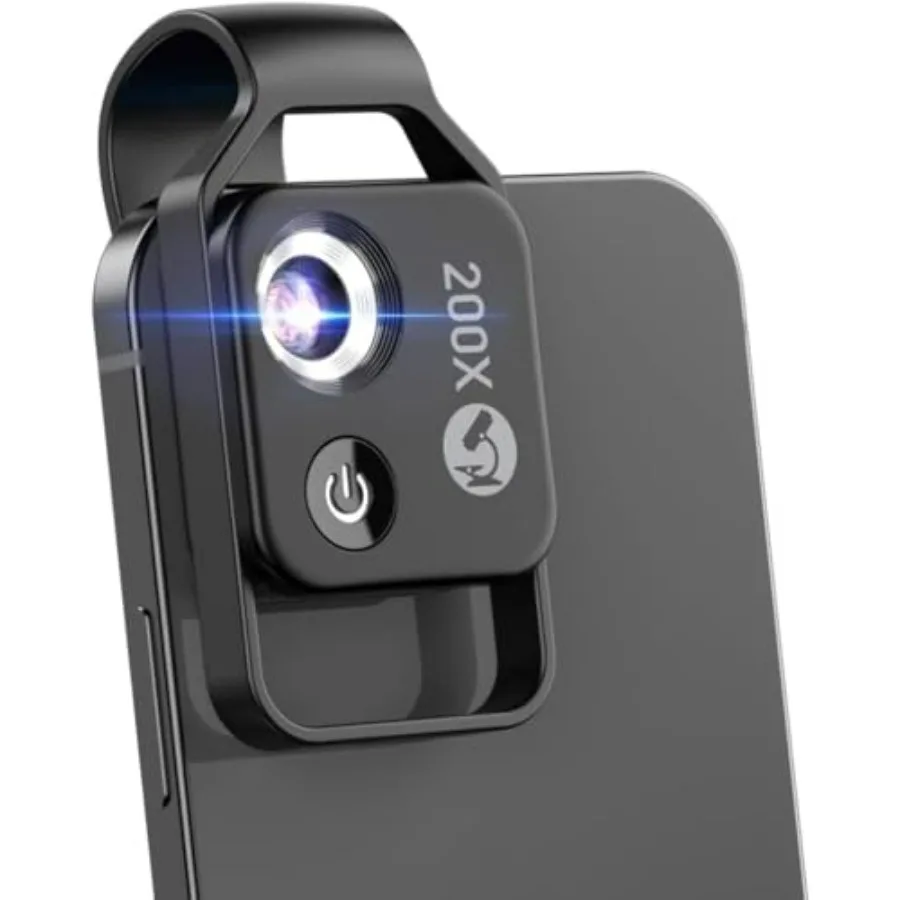 

200X Phone Mini Pocket Microscope with LED Light Universal Clip Nano Zoom Portable Digital Microscope Camera Attachments for 99