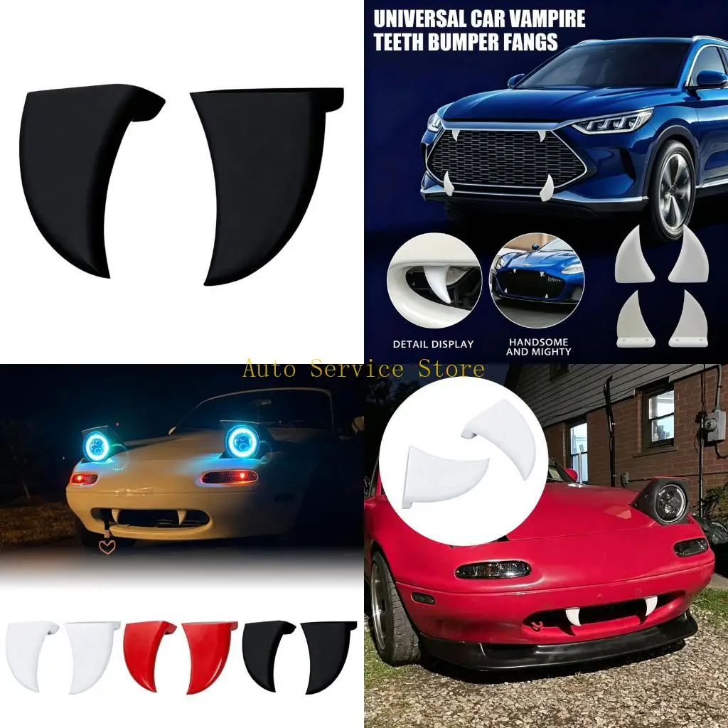 462A 2Pcs Customizable Front Grill Teeth Stickers For Cars Trucks Universal Day Night Visibility Front Bumper Decors