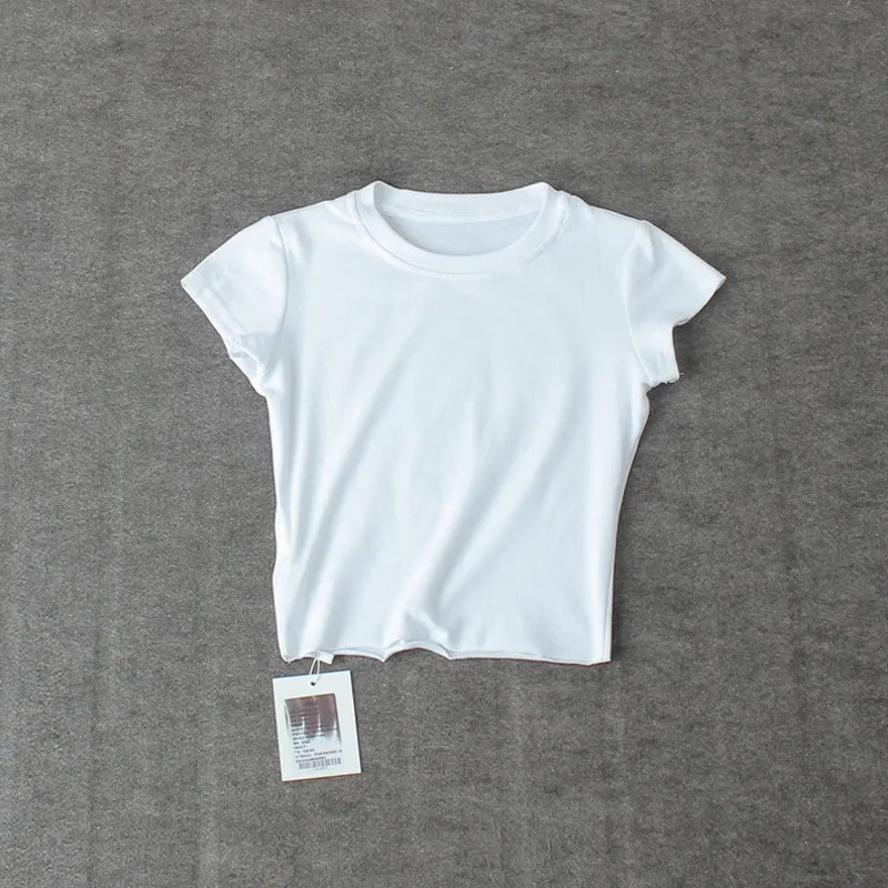 

Новая летняя женская облегающая футболка с высокой талией, круглая футболка Ne Elastic Hem Street Sle Base Layer белого цвета