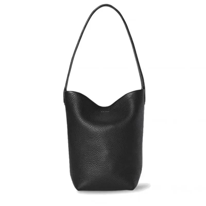 Bolso de hombro de piel de vaca para mujer, bolso de cubo de fila, bolso clásico con patrón de lichi, bolso de hombro de color puro