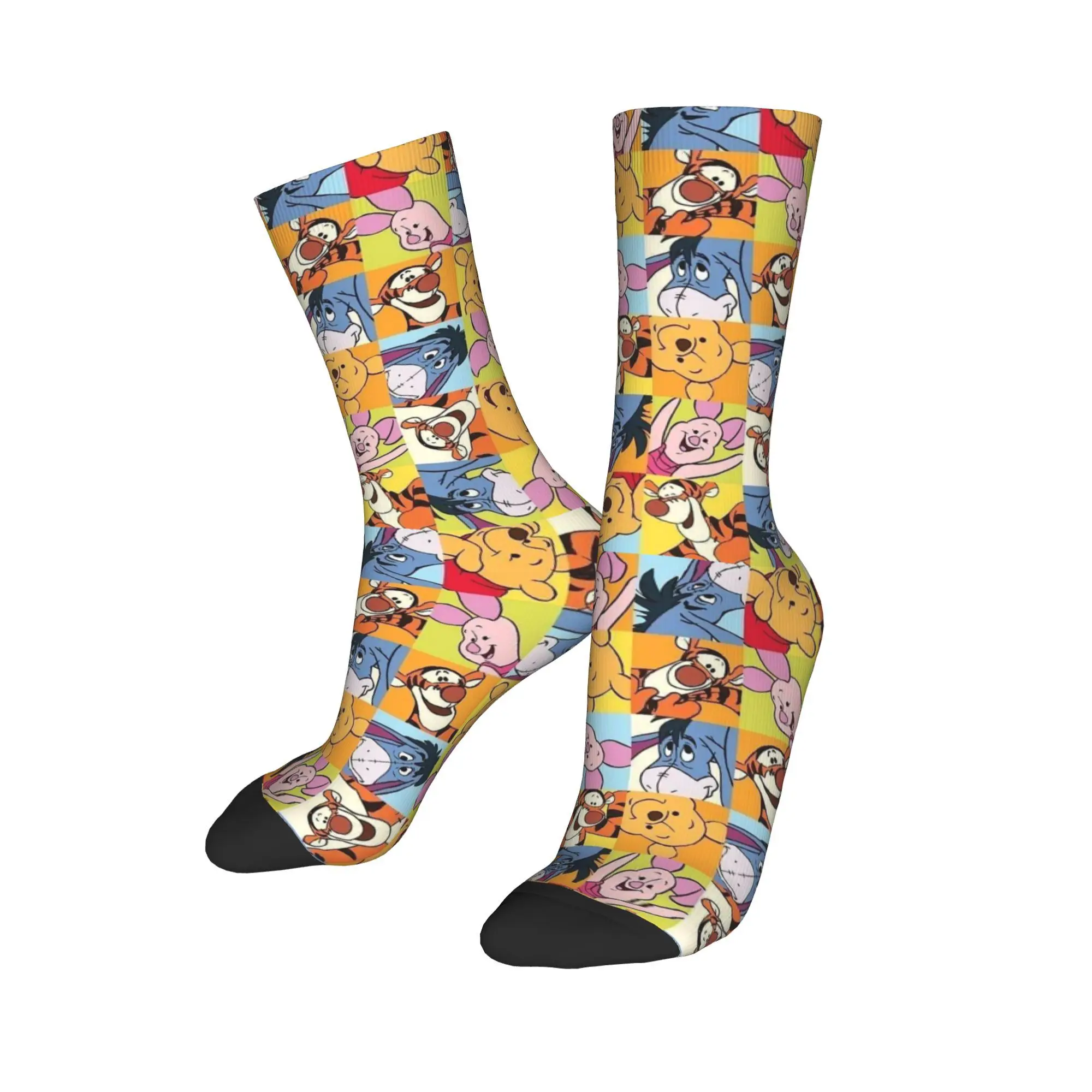 Custom Pooh & Friends Character Faces  Tigger Men Women Crew Socks Unisex Cool  Spring Summer Autumn Winter Dress Socks