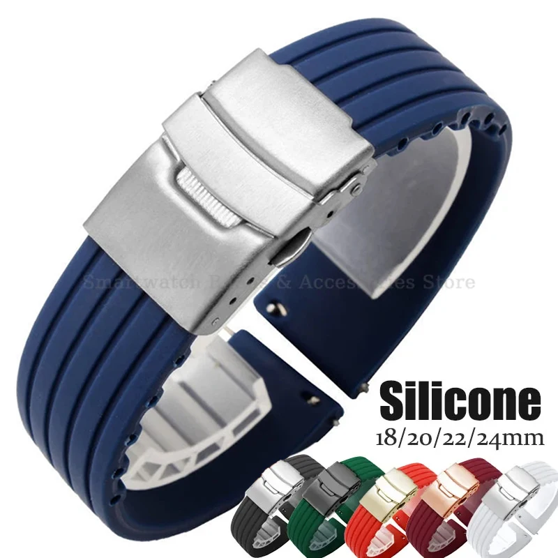 18/20/22/24mm Tire Pattern Silicone Watch Strap Replacement Quick Release Bracelet Men Women Universal Rubber Soft Watch Band