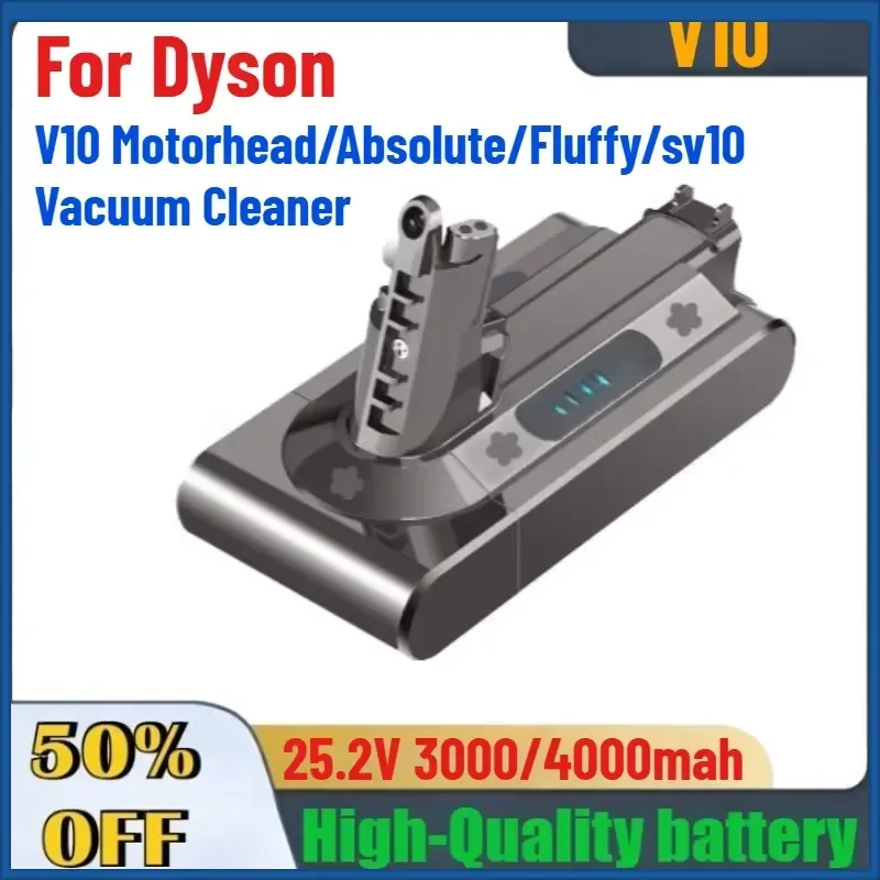 25.2V 3000mah 4000mah Replacement V10 Battery for Dyson V10 Motorhead/Absolute/Fluffy/sv10 Vacuum Cleaner