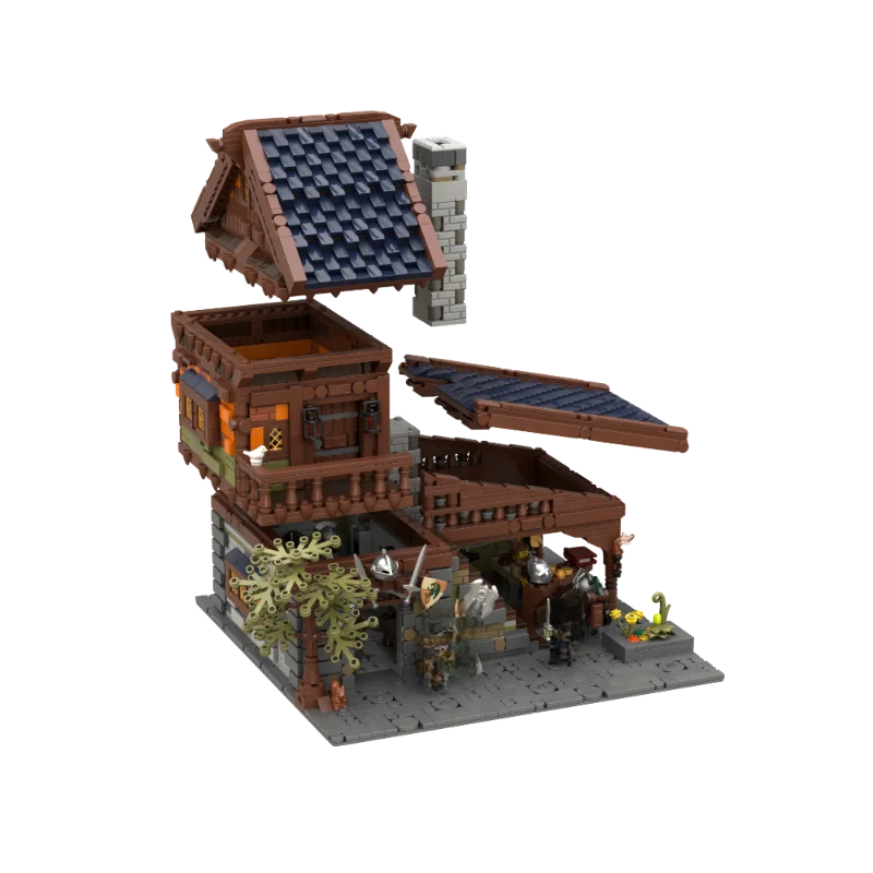 القرون الوسطى وحدات العمارة سلسلة حداد فورج MOC بنة التكنولوجيا نموذج لتقوم بها بنفسك لعبة الطوب هدية الكريسماس