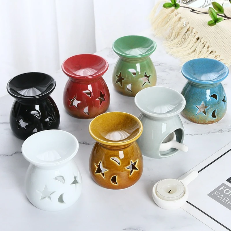 

Exquisites Star Ceramic Small Incenses Holder Burner Durable Romantic Candle Essential Oil Household Living Room Decorative New