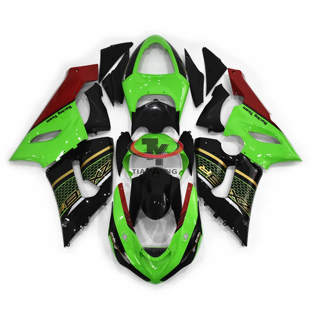 

Injection Cowling Green mesh design in gold black Motorcycle For ZX6R 2005 2006 636 Full Fairing Kit Fit ZX 6R 05 06 Bodywork