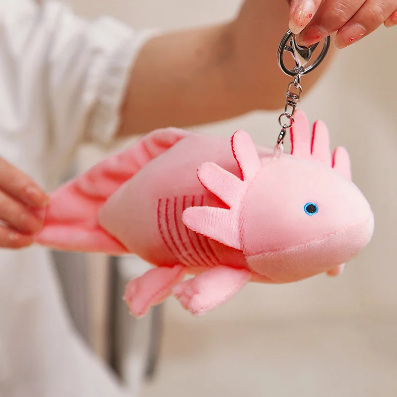22 cm kleiner Axolotl-Plüsch-Schlüsselanhänger, Mini-süßer Salamander, Stofftier, Stofftier, Newt Kawaii, Taschenanhänger, Dekoration – Detail 8