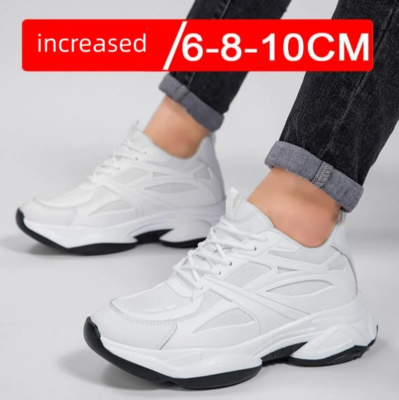 

Men Sneakers Hidden Heels Elevator Shoes Plus Size 45 46 Heightening For Men Fashion Breathable 6 8 10 cm Sports Taller Shoe
