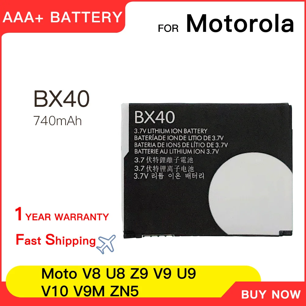 

Genuine BX40 SNN5805A Battery BX41 For MOTOROLA MOTO V8 U8 Z9 RAZR2 V9 U9 V10 V9M ZN5 Mobile Phone Batteries