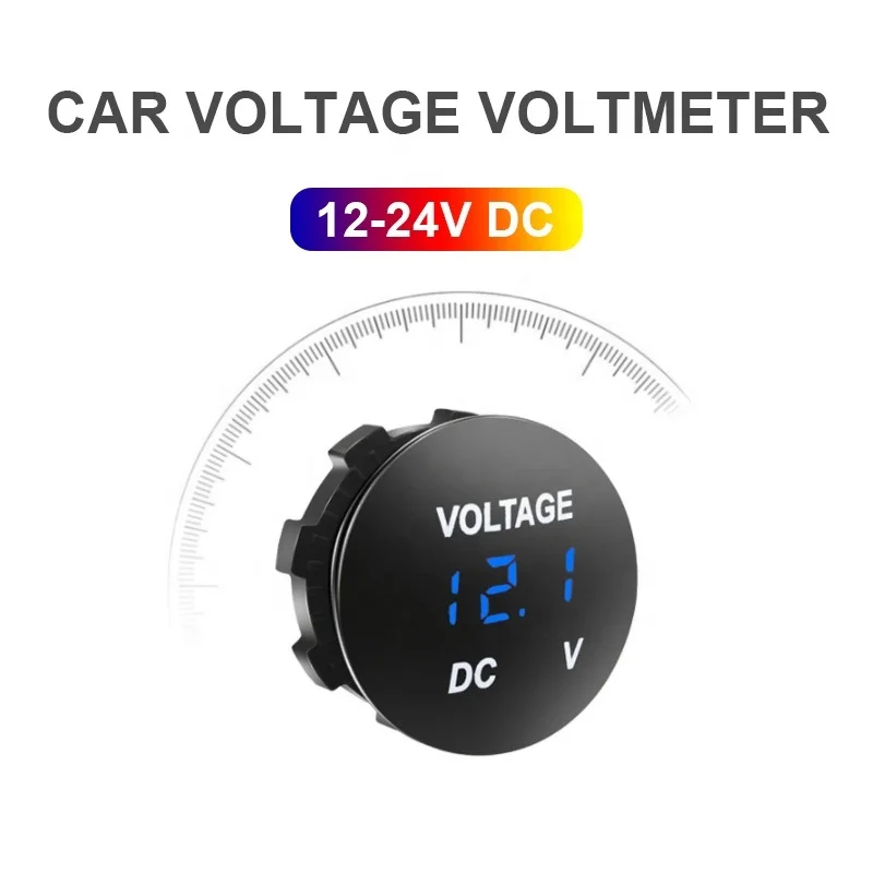 Voltímetro carro impermeável, medidor Mini Display Digital, medidor de tensão, DC 12-24 V