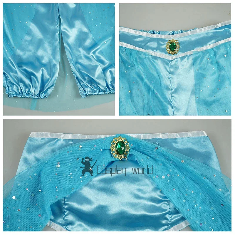 Costume da principessa Jasmine per ragazze in stile arabo, per bambini, Jasmine, cosplay, lampada magica, storia, gioco di ruolo, abbigliamento da spettacolo, set di abiti da festa