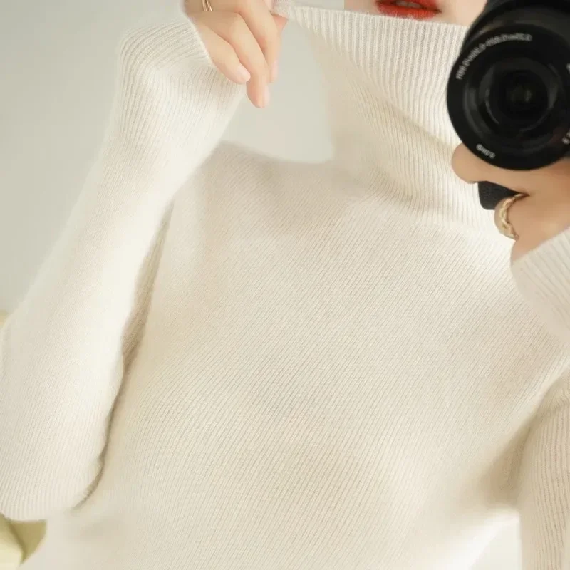 Autumn Winter Thick Warm Jumpers High Strecth Korean Fashion Base Layer Tops Women Sweater Turtleneck Slim Fit Solid Pullovers