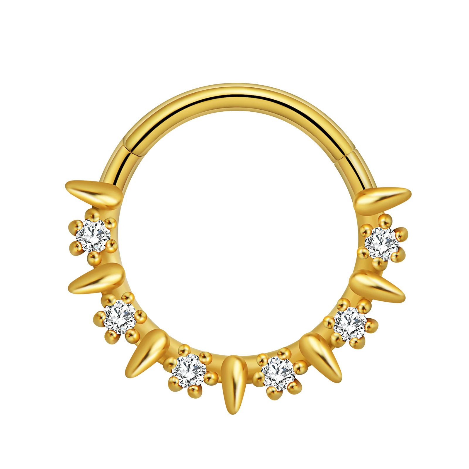 Stainless Steel Hinged Hoop Nose Rings with Butterfly Pattern