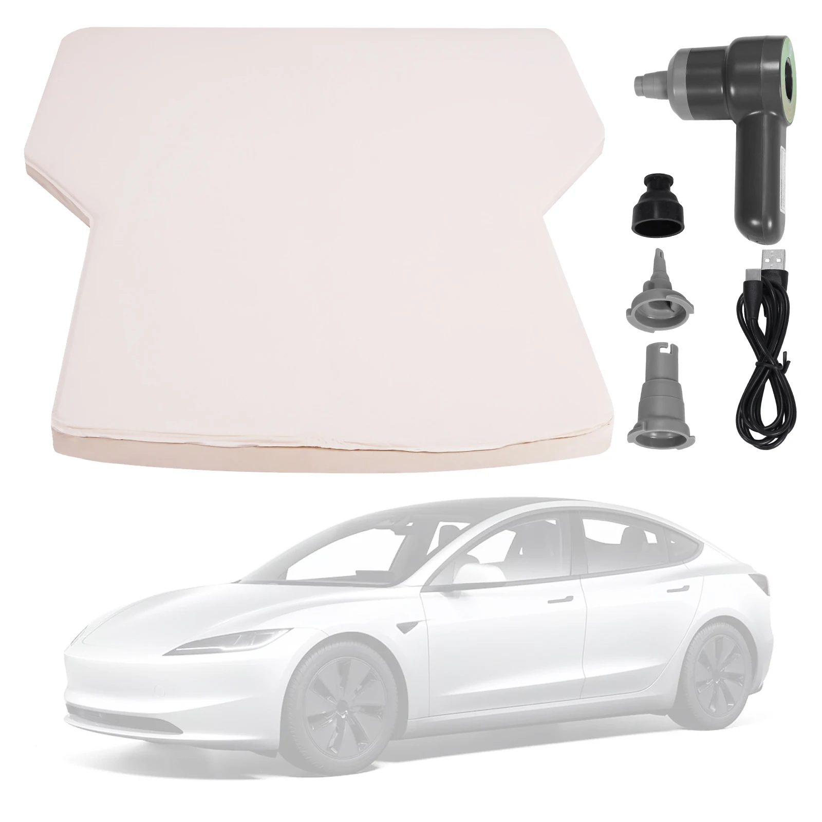 

For Tesla Model Y Portable Camping Mat with Air Pump Folding Air Mattress 440LBS Load Capacity 2.36In Thick for Job Shifts/Nap