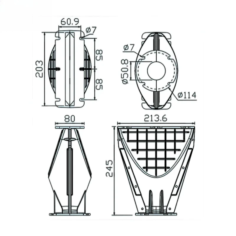 Bocina de aluminio de 2 pulgadas para line array, guía de ondas resistente de 203x80x245 mm, pieza de controlador de compresión profesional