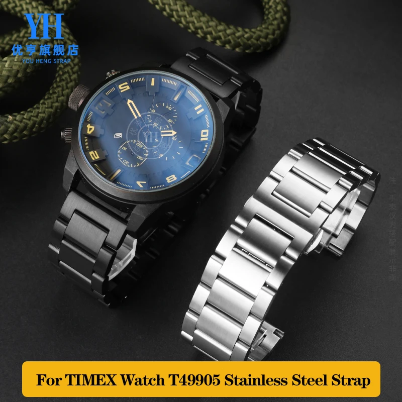 

Цепочка Из Нержавеющей Стали Для Часов TIMEX Watch T49905 T49963 T46681 Mido, черный мужской ремешок для часов, 20 мм 22 мм