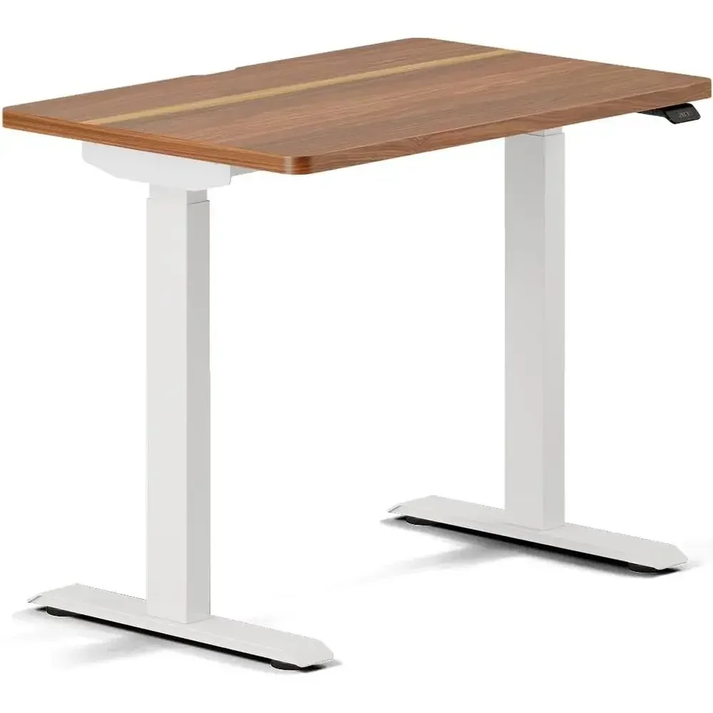 36 Adjustable Standing Desk with 20 Height Range, OLED Panel, Compact Design, White Base, Walnut Top