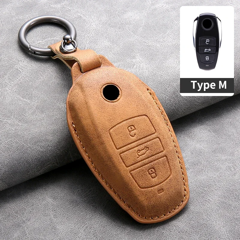 

Car Key Case Cover for VW Volkswagen Touareg 2011-2018 Leather Car Key Case Shell Fob for Touareg Keyring