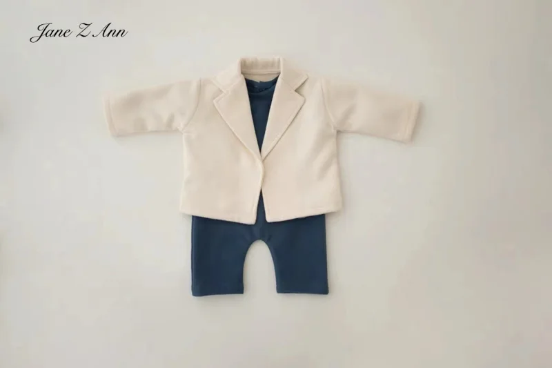 Newborn baby boy clothing set romper+jacket studio home shooting outfits