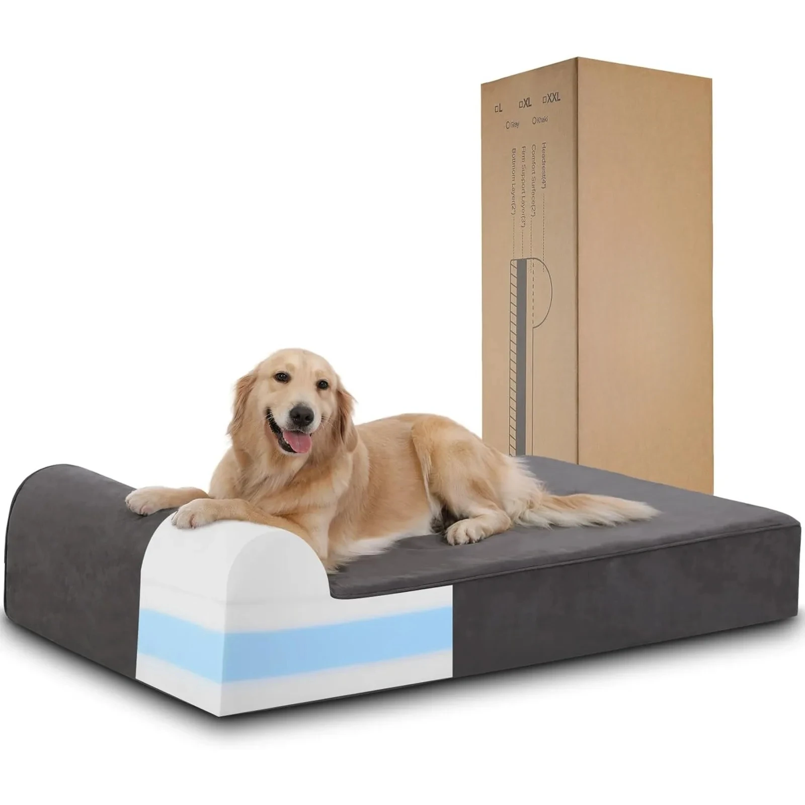 

US Dog Beds for Giant Dogs, Waterproof 7" Memory Foam Human Size Dog Bed,