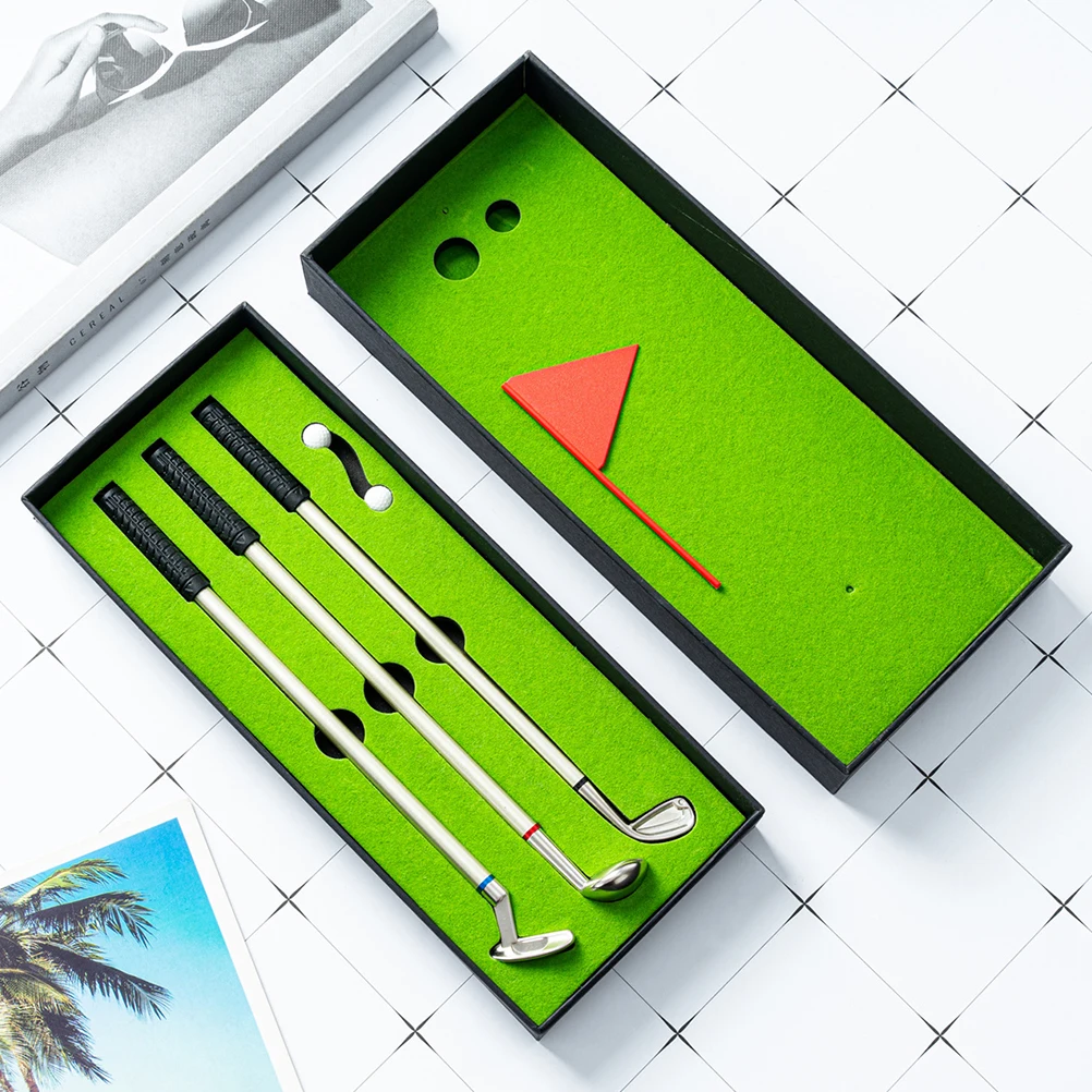 1Set Golfing Club Kit Fun Golf Training Set Decorative Pen Compact Size Easy to Hold Golfs Pen Gift Box for Daily Use